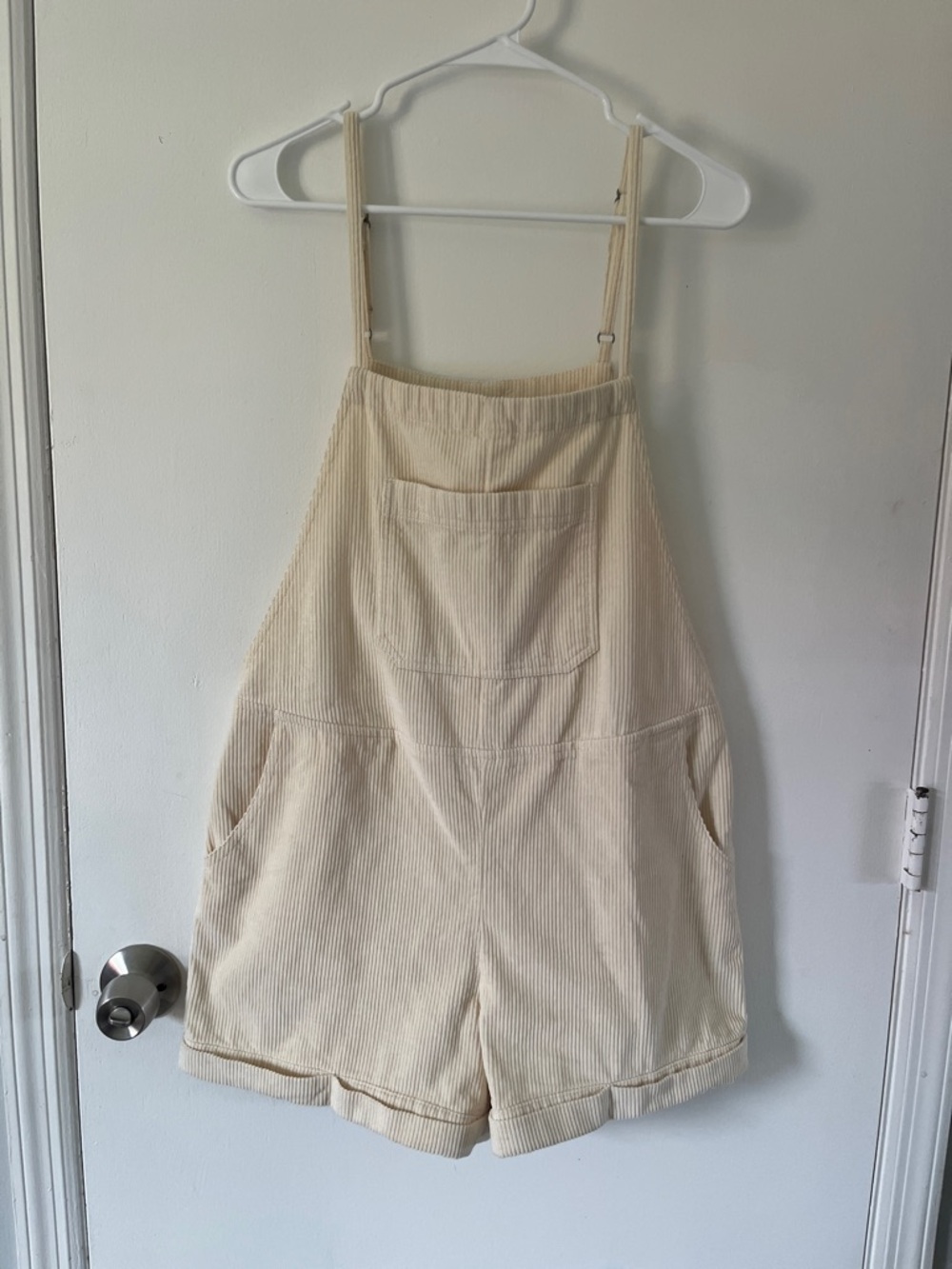 Billabong Cream Corduroy Short Overalls Romper